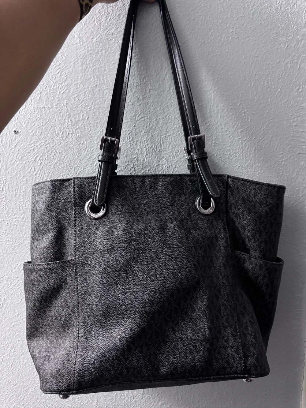 Michael Kors Jet Set EW Signature Tote Black MK Bag